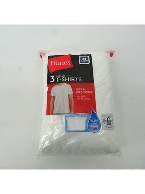 Hanes Tagless 3-Pack White T-Shirts Men’s 3XL Soft & Breathable Cotton NWT
